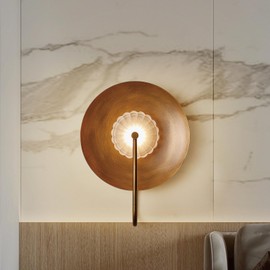 Hyunbae Modern Wall Light, LED Gold Wall Sconce Light, Indoor Art Deco Wall Lamp, Round Wall Mounted Lighting Fixture, Mid Century Wall lamp Vanity Light for Living Room Bedroom Pathway Stairs