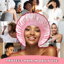 TEOZBLU Satin Cap, Silk Hair Wrap for Sleeping, Soft and Comfortable Silk Sleep Cap, Non-Slip Silk Head and Hair Cover, Night Cap for Curly Hair with Elastic Band