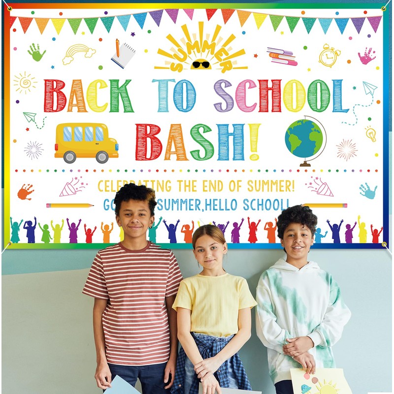 Back to School Bash Backdrop Banner End of Summer Back