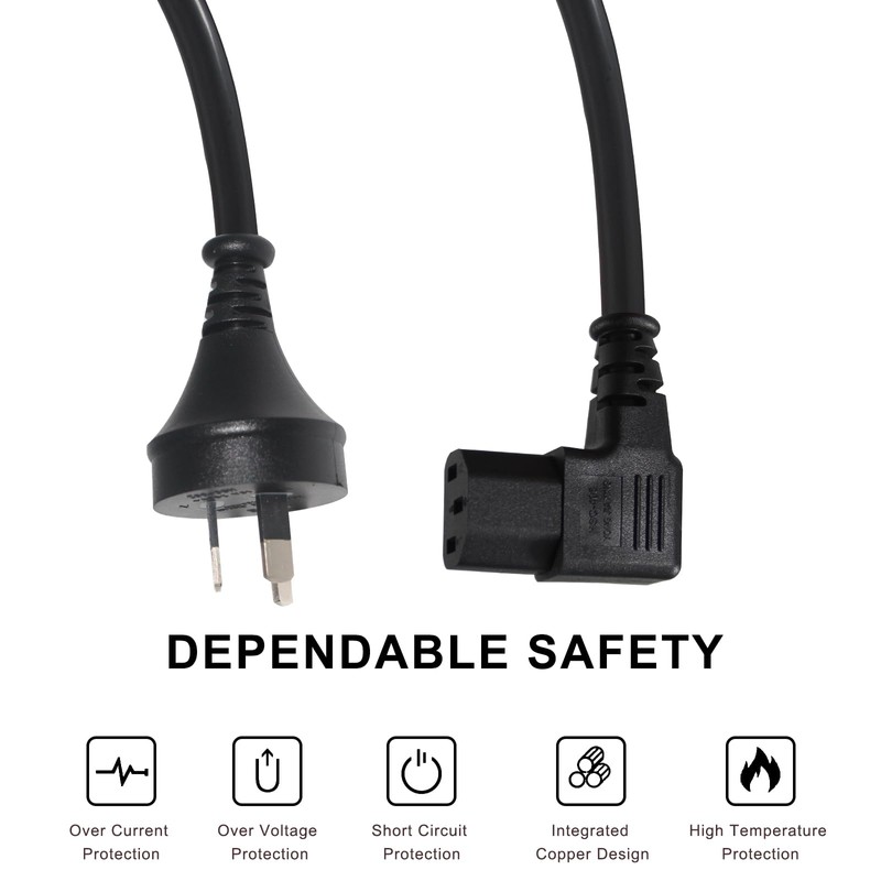 C13 Right Angle Power Cord 3 Prong Plug 5M Long