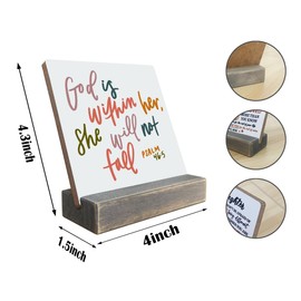 Bible Verse Psalm 46:5 Plaque Signs, She Will Not Fail, Wooden Plaque Gift with Stand, Home Decor Plaque Tabletop, Religious Artwork, Inspiring Desk Decor Gifts, Encouragement Gifts for Her Women