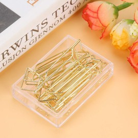 Pack of 12 Paper Clips, Gold, Paper Clip, Metal Staple with Arrow Clips, School Office Supplies, Document Organisation, for Books, Memo Posters