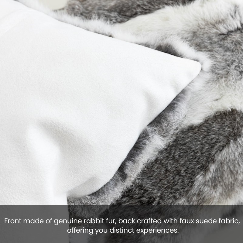 MOOX Rabbit Fur Pillow Covers Set of 2 Fur Throw