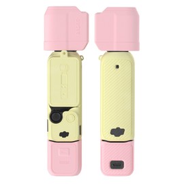 BRDRC Pocket 3 Silicone Cover, Protective Case Lens Protector Scratch-Resistant Sleeve Skin Compatible with DJI OSMO Pocket 3 Accessories(Pink + Yellow)