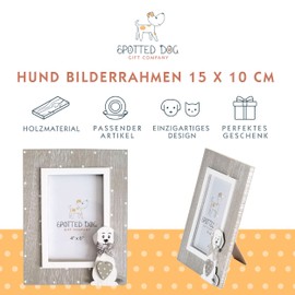 SPOTTED DOG GIFT COMPANY Dog Picture Frame, 10 x 15 cm Pet Wooden Photo Frame, Animal Photo Frame, Dog House Decoration, Gifts for Dog Lovers, Animal Lovers, Dog Mum, Grey