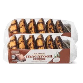 Belgian Chocolate Coconut Macaroons Jumbo, 2, 7.8oz Benton Pack, Real Cocoa, Chocolatey & Soft Chewy Drizzling - Kosher - Gluten Free Snack Snacking Food Dessert Gift Treat