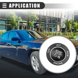 Motoforti Engine Start Stop Button Cover, Start Button Cover, for Dodge Charger 2015-202, Aluminum Alloy, Black, 1 Set