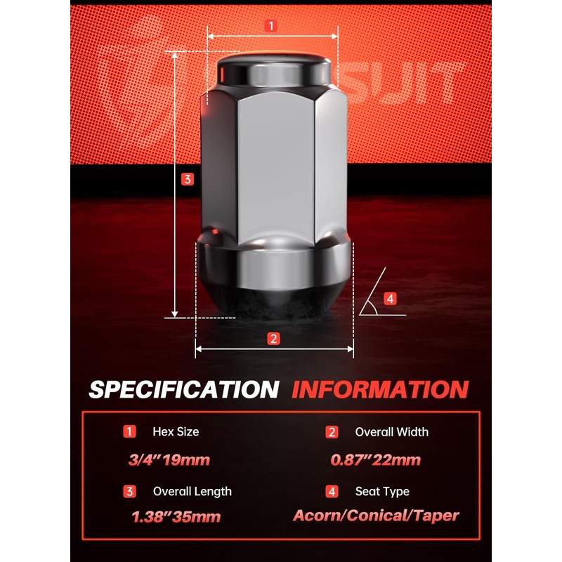 Sposuit M12x1.5 Lug Nuts - Replacement for 2004-2021 Mazda 3,