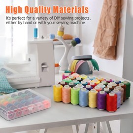 72 Pcs Assortment Bobbins Sewing Threads Kit, 400 Yards Sewing Machine Threads, Polyester Thread Spools, Prewound Bobbin with Case, DIY Sewing Accessories for Hand or Overlock Machine(36 Colors)