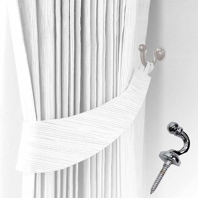 SUL Curtain Hold Tie Backs Chrome Hooks, U Shaped Wall