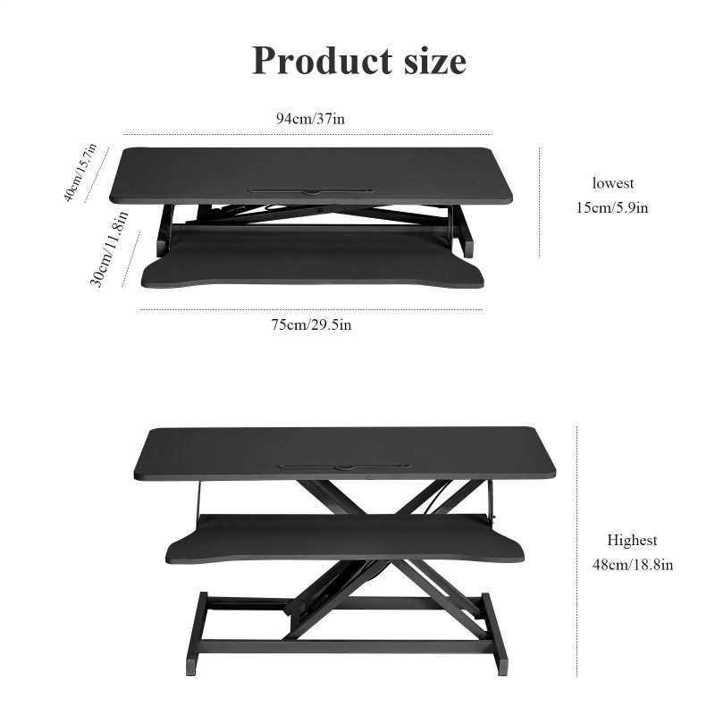 IGANG 37" Black Home Office Desk Riser Adjustable Standing Desk