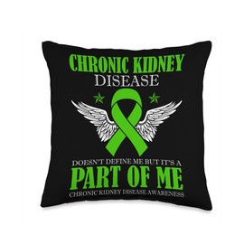 CKD Awareness Month Support Green Ribbon Chronic Kidney Disease Doesn't Define Me CKD Survivor Throw Pillow, 16x16, Multicolor