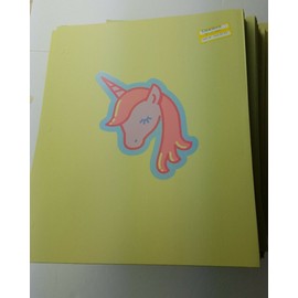 More Than Magic 50 small unicorn-head lime green paper folders with three pre-punched holes