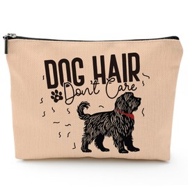 Dog Hair Don't Care Makeup Bag, Small Cosmetic Bag, Waterproof Canvas Makeup Pouch, Birthday Christmas Friendship Gifts for Women Family Friends Teens, Travel Essentials for Women Girls-A21