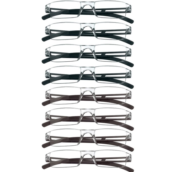 VisionGlobal 8 Pairs Reading Glasses, Blue Light Blocking Glasses, Computer