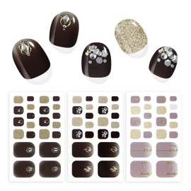 Topforce Nail Seal, For Feet No Hardening, Just Stick Nail Stickers, Long Lasting Foot Gel Nail Seal, Popular Design, Easy Off (Set of 22 Stickers, 3 in 1 Set)