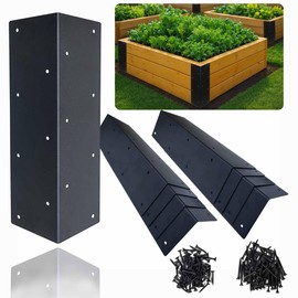 8Pcs Raised Garden Bed Corner Brackets, 11“ x 3” x 3“ L-Shape Metal Rustproof Thickened Raised Bed Corner Brackets for 12” - 24" Flower Vegetable Furniture Planter Wood Garden Bed Box (Matte Black)