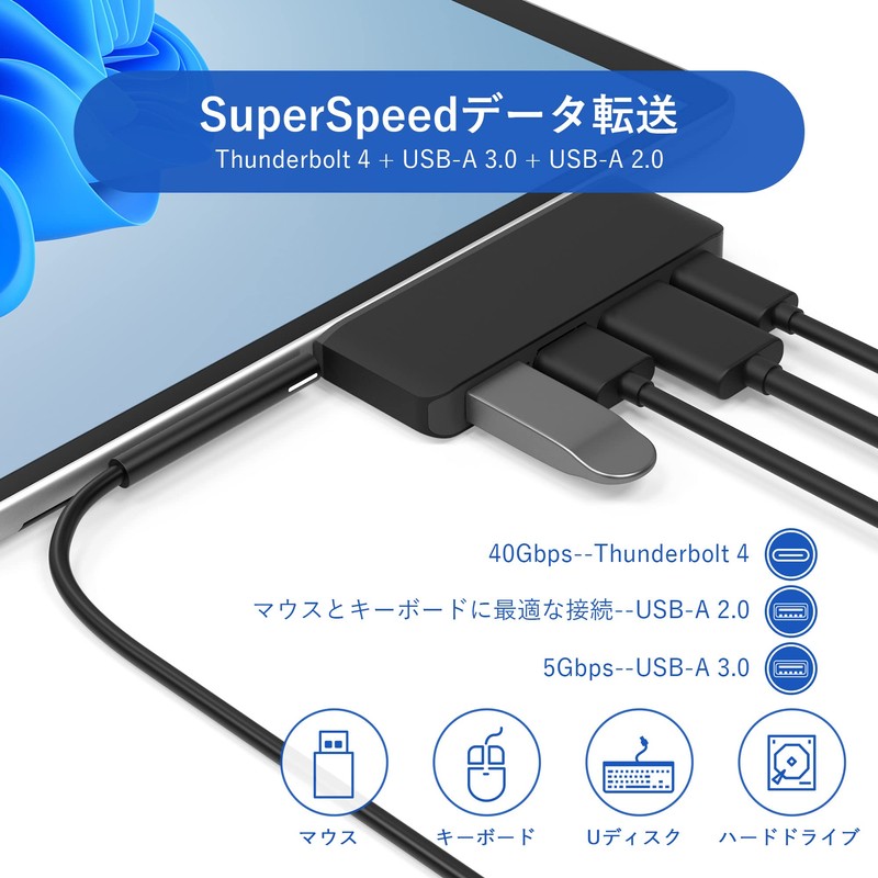 Surface Pro 8 USB Hub 4K HDMI Port + USB-C