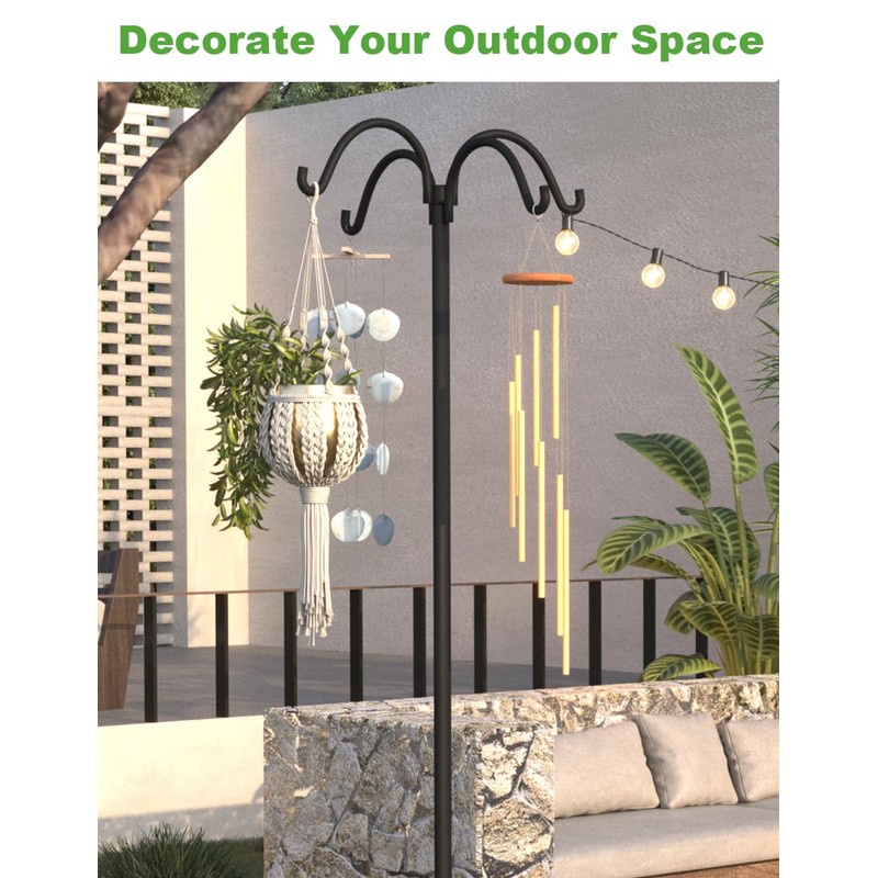 4-Hooks Shepherds Hooks for Outdoor, 92" Heavy Duty Bird Feeder