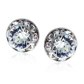 PammyJ CLIP-ON 11mm Round Crystal Earrings (Clear)
