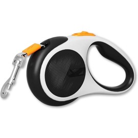 Molny Retractable Dog Leash for Small Medium Dogs Up to 66 lbs, 16ft Traction Rope, Anti-Slip Handle, Black-White