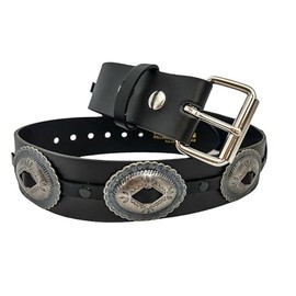 Oval Concho Belt Made In USA Real Leather Punk Goth Thrash Metal (XS-30)