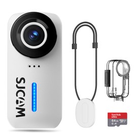 SJCAM C110+ Magnetic Combo, 4K Pocket Action Camera, 170° FOV, 6-Axis Stabilization, Mini Body Cam, Waterproof, Wearable, Portable POV, Built-in Spkr & Mic for Vlogging, with Helmet Mount Kits, White