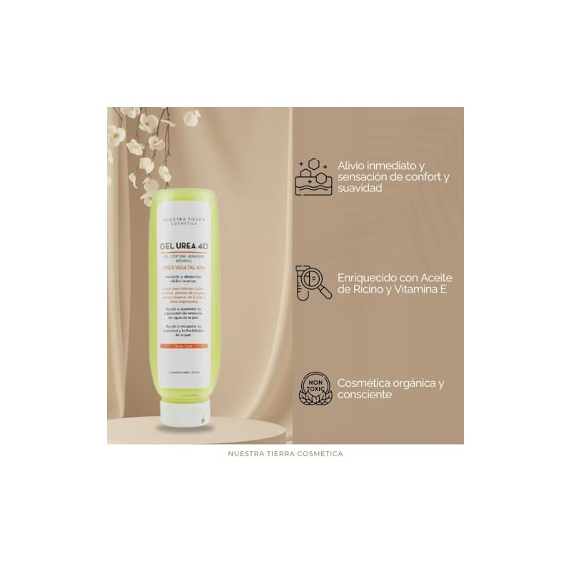 Nuestra Tierra Cosmética Gel Urea 40%, Hidratante Intensivo, para Talones,