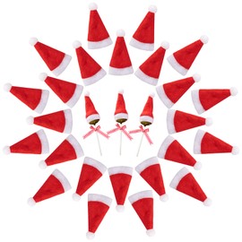 120 Pcs Mini Santa Hats- Christmas Lollipop Hat for Crafts- Mini Santa Claus Hat Wine Bottles Cover for Christmas Silverware Holders Table Dinner Decorations