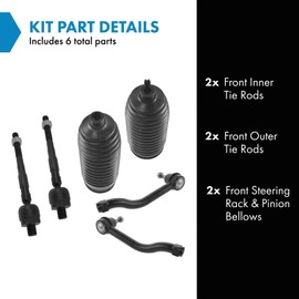 TRQ Front Steering Kit Steering Rack & Pinion Bellow Tie Rod Compatible with 2007-2013 Nissan Altima
