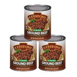 Keystone All Natural Ground Beef 28 Ounce Long Term Emergency Survival Food Canned Meat | Fully Cooked Ready to Eat | Gluten Free Family Pack of 3