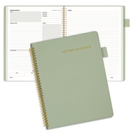 SUNEE Half Meeting Half Note - 8.5"x11" Professional Notebooks for Work - 160 Pages, B5 Size Project Planner, Spiral Meeting Agenda Organizer for Women Men, Note Taking,Office with Vegan Leather Cover