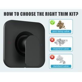 Upgraded T2471BL Replacement for Moen single Lever Handle Shower/Tub Trim Kit,Compatible with Moen Genta LX Posi-Temp 2510/2520/2570/2580/2590 Pressure balanced Valves,Durable Solid Metal,Matte Black