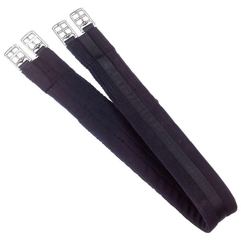 Kerbl Saddle Girth, Padded, Roller Buckles, Cotton Strap, Black, 100-140
