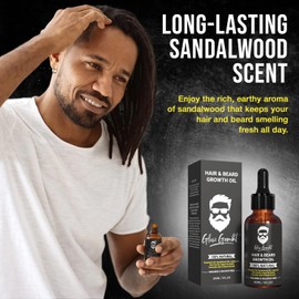 Glow Gambit Sandalwood Beard Oil for Men, 2-In-1 Natural Beard Softener & Hair Oil with Rosemary Oil, Jojoba Oil, Batana Oil, Argan Oil, Strengthen Moisturize-1oz.
