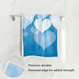 senya Valentine's Day Towels, Blue Abstract Heart Highly Absorbent Hand Towels for Bathroom