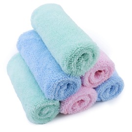 Polyte - Premium Baby Face Cloths - Hypoallergenic & Lint Free - Microfibre - Light Blue, Green, Pink - 25 x 25 cm - Pack of 6