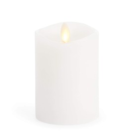 Luminara Flameless Pillar Candle, Small (4.5 inches, Unscented) Real-Flame Effect, Melted Edge, Real Wax, Smooth Finish, White, LED Battery-Powered Candle