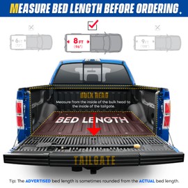 Soft Roll-up Truck Bed Tonneau Cover for 2014-2019 Chevy Silverado 1500 & GMC Sierra 1500, 2015-2019 Silverado & Sierra 2500HD 3500HD, 8.0 ft 96 in Bed, Fits Fleetside/Styleside Models Only.