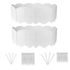 30Ft Garden Edging Border Landscape Edging Lawn Garden Fence Edgings 30Pcs Landscape Edging Border with 30Pcs Stakes Kits Edging for Landscaping Decorative Garden Flower Bed Yard,Lawn Edging (White)