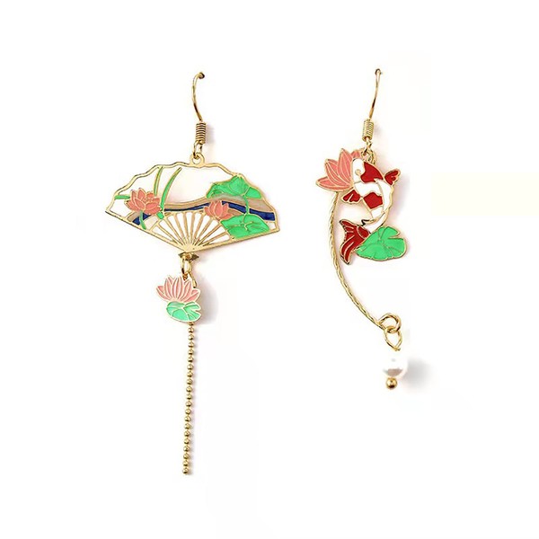 Asymmetric Fan Earrings, Sector Drop Earrings, Small Fan Dangle Earrings