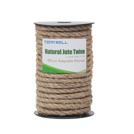 Tenn Well 8mm Jute Rope, 50 Feet Strong and Heavy Duty Natural Jute Twine for for Gardening, Crafting, Home Decoration, Cat Scratching Post
