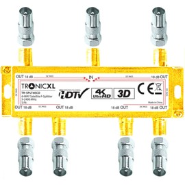 TronicXL 4K Satellite Splitter 6-Way BK Splitter 3D / HD TV Suitable / DC Passage / Cable Antenna Splitter Cable TV DVBC e.g. for Compatible with Pyur Telecolumbus Primacom Vodafone Unitymedia FM