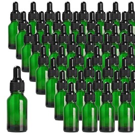 Easeen 48 Pack 1/2oz Green Glass Dropper Bottles, Eye Dropper Bottles with Glass Droppers for Essential Oils, Perfumes(15ml, Green)