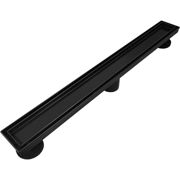 Neodrain 60-Inch Linear Shower Drain,with 2-in-1 Flat & Tile Insert Shiny Black Cover, Rectangle Shower Floor Drain, Linear Drain with Adjustable Leveling Feet, Hair Strainer