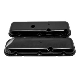 Cobra-Tek For 65-72 Chevy BB Short Oem Style (Recessed Corner) Steel Valve Covers Black