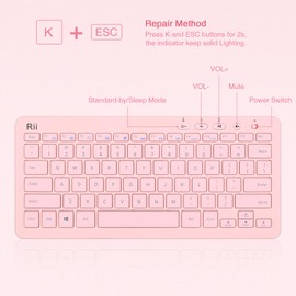 Rii RKM709 2.4 Gigahertz Ultra-Slim Wireless Keyboard and Mouse Combo, Multimedia Office Keyboard for PC, Laptop and Desktop,Business Office(Pink)-New