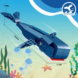 Lynda Ocean Building Blocks Blue Whale Set, 3D Ocean Creature Model,Age 8 Plus,Education Toys for Kid,Birthday Gift