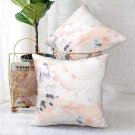 Mondiafy Throw Pillow Covers Pack of 2, Cozy Plush Cushion Covers for Couch Sofa, 18x18 Inches Farmhouse Boho Pillow Cases Home Decor