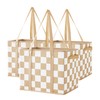 Ohocut Biege Checkered Reusable Grocery Bags Heavy Duty 3 Pack